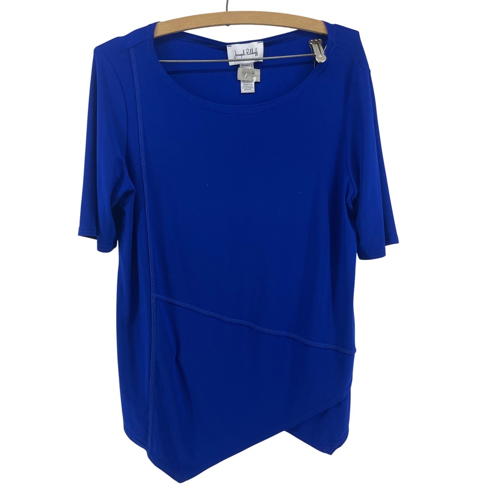 Joseph Ribkoff Royal Blue Asymmetrical Hem Tunic Top 3/4 Sleeve Womens Size 10